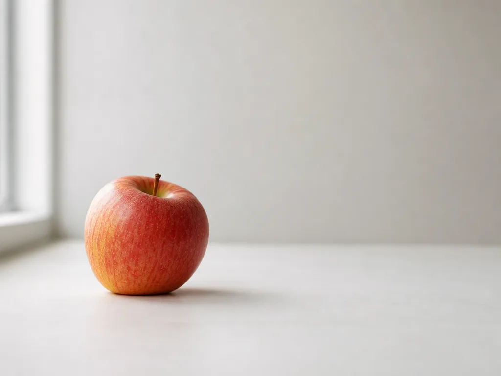 Sample input: a piece of fruit on a pale tabletop.